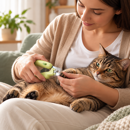 Coupe griffe vert avec led chat calme pendant coupe