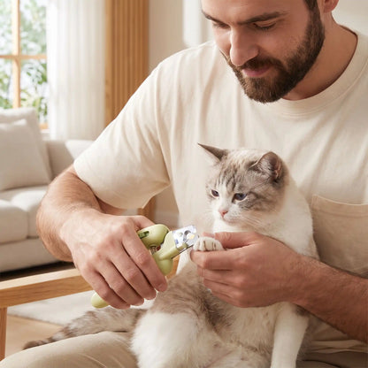 Coupe griffe vert led homme avec chat soin