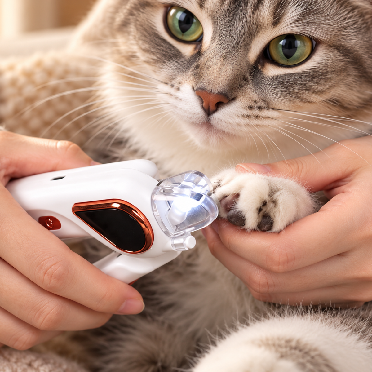 Coupe ongle pour chat électrique blanc avec led