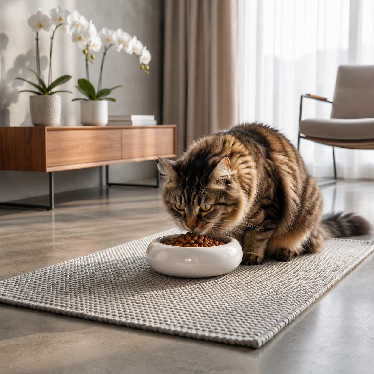 Gamelle ceramique pour chat blanche chat mange intérieur design