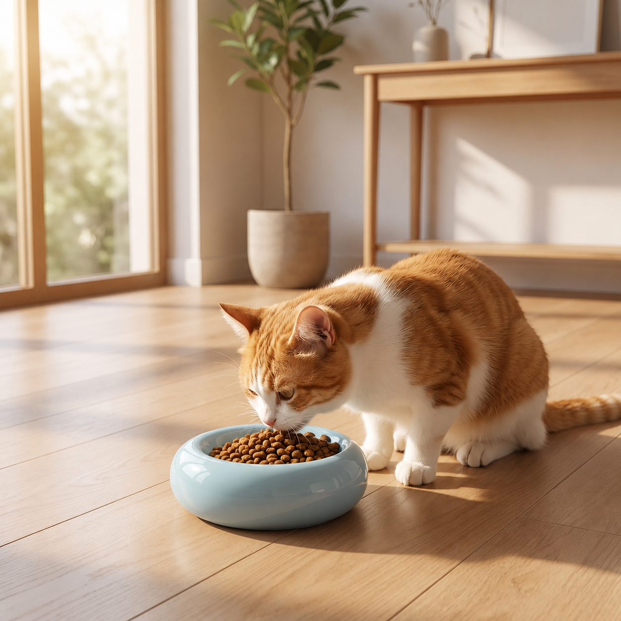 Gamelle ceramique pour chat bleue chat mange croquettes