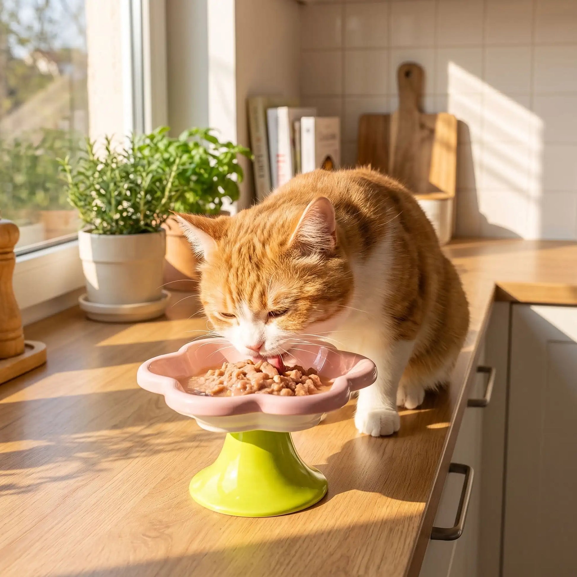 Gamelle ceramique pour chat rose chat mange pâtée