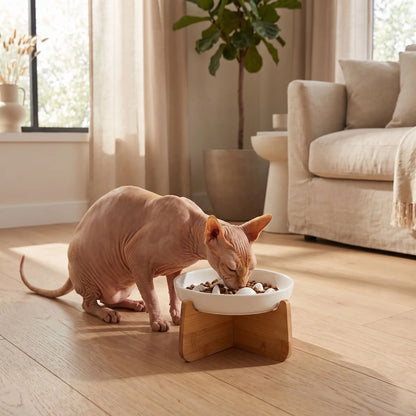 Gamelle chat anti glouton surélevée chat sphynx mange