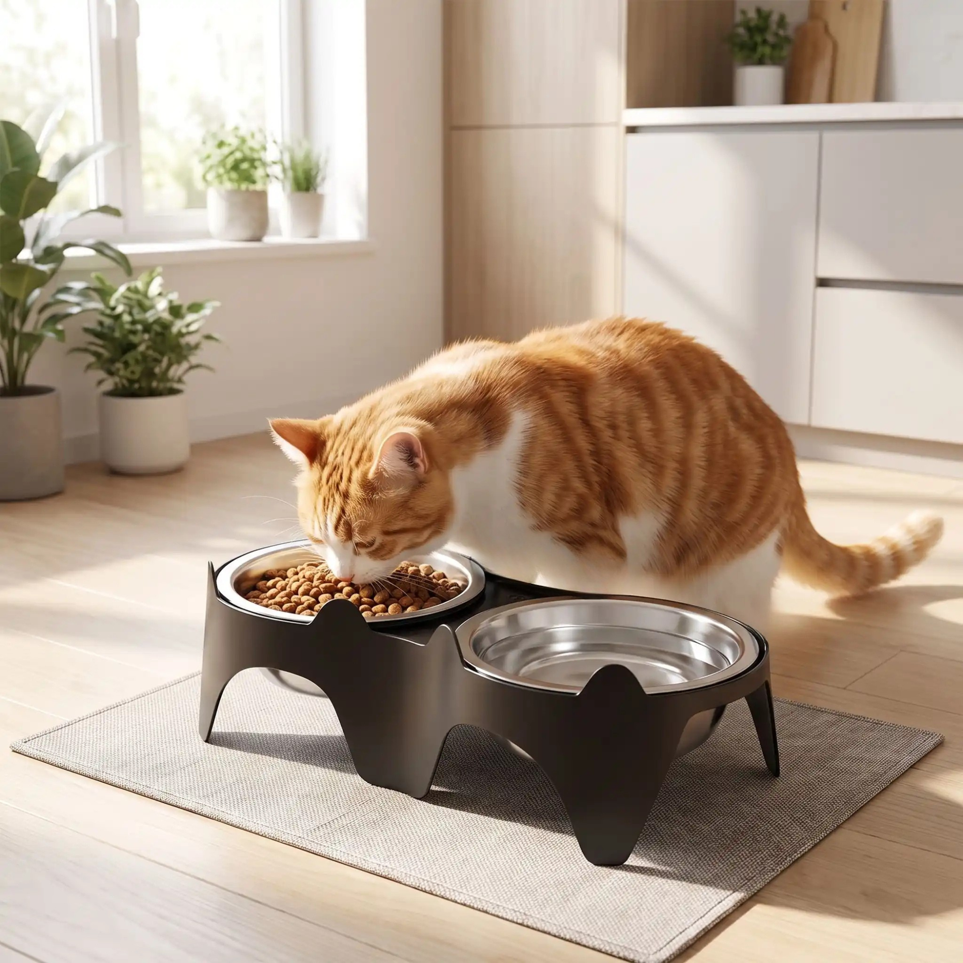 Gamelle chat surélevée double bol chat mange croquettes