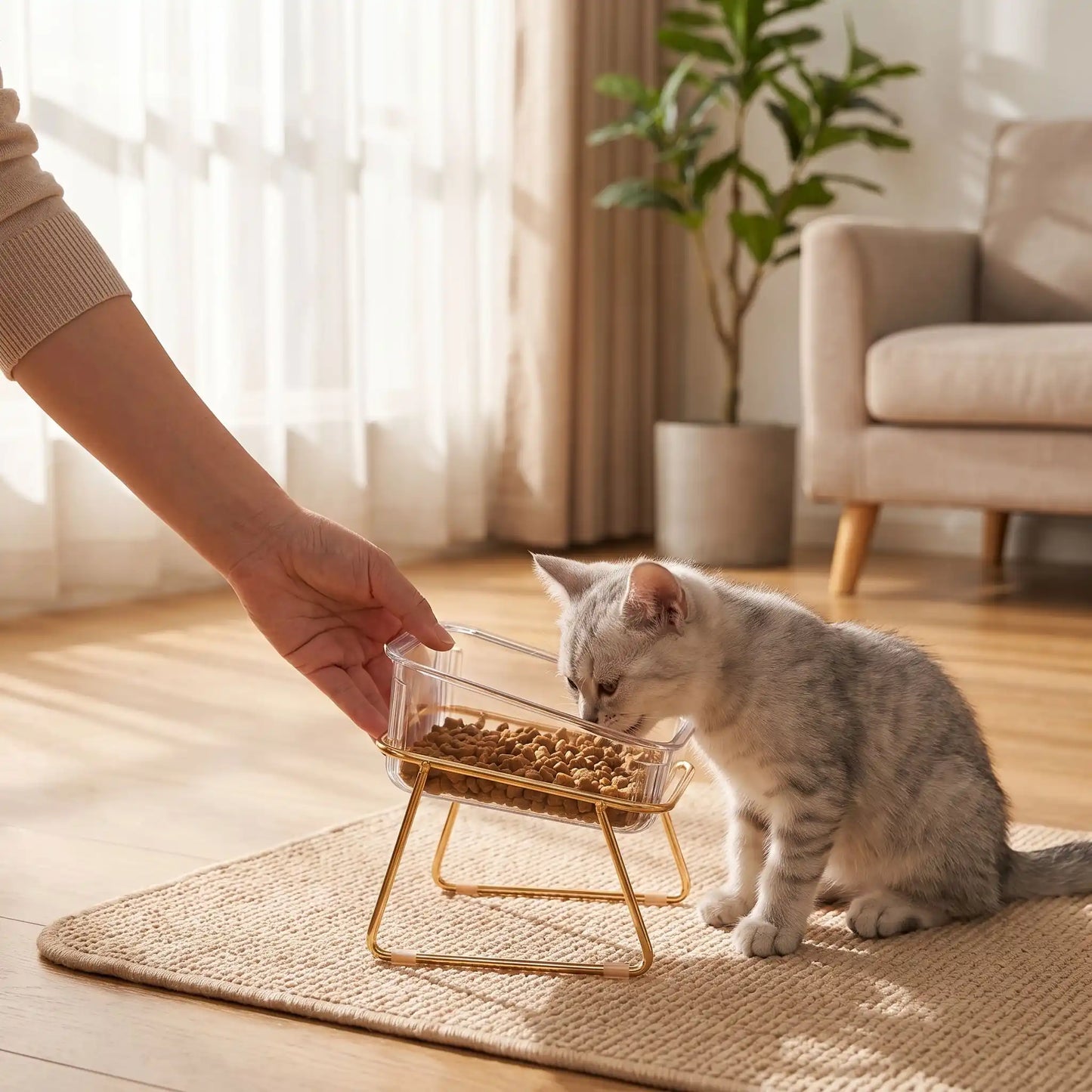Gamelle surélevée chat inclinée chaton mange croquettes