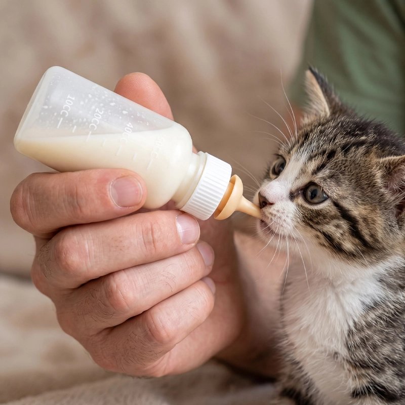 Biberon pour chaton propriétaire nourrissant chaton