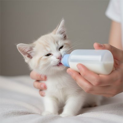 Biberon pour chatons bleu chaton blanc boit lait