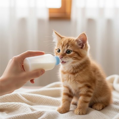 Biberon pour chatons bleu propriétaire nourrit chaton