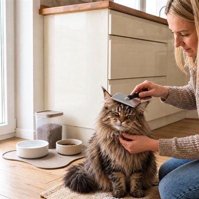 Brosse chat maine coon femme brosse tête chat