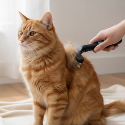 Brosse chat sous poil bleue main brosse dos chat