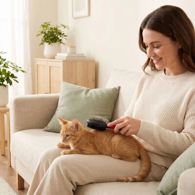 Brosse chaton côté poils femme brosse chaton canapé