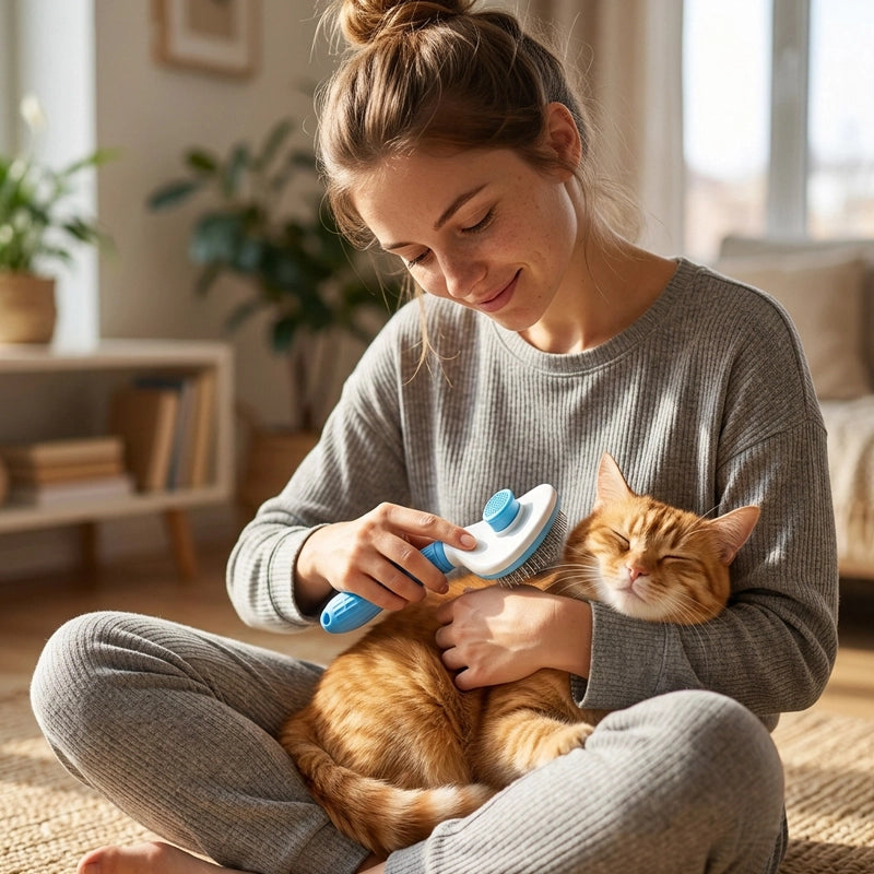 Brosse douce chat bleue femme brosse chat