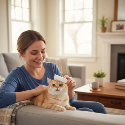 Brosse douce chat femme caresse brosse chat