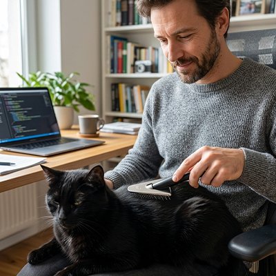 Brosse poil de chat homme brosse chat bureau