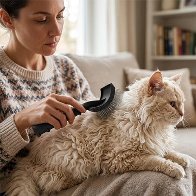 Brosse pour chat poil long noire chat crème