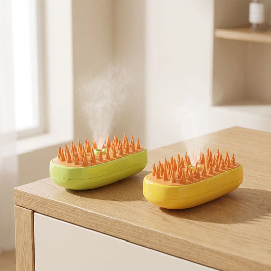 Brosse vapeur chat jaune verte diffuse brume