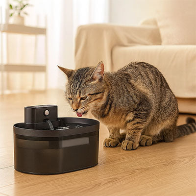 chat avec fontaine a eau pour chat sans fil