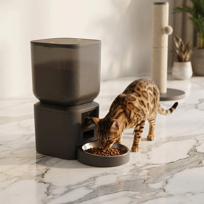 chat bengal mange dans distributeur croquette chat automatique 8L