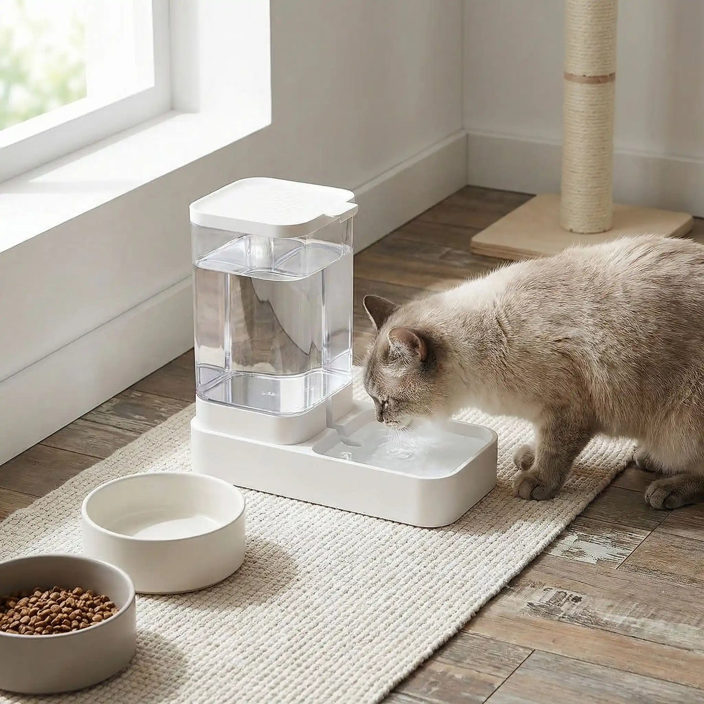 chat boit dans distributeur à eau pour chat