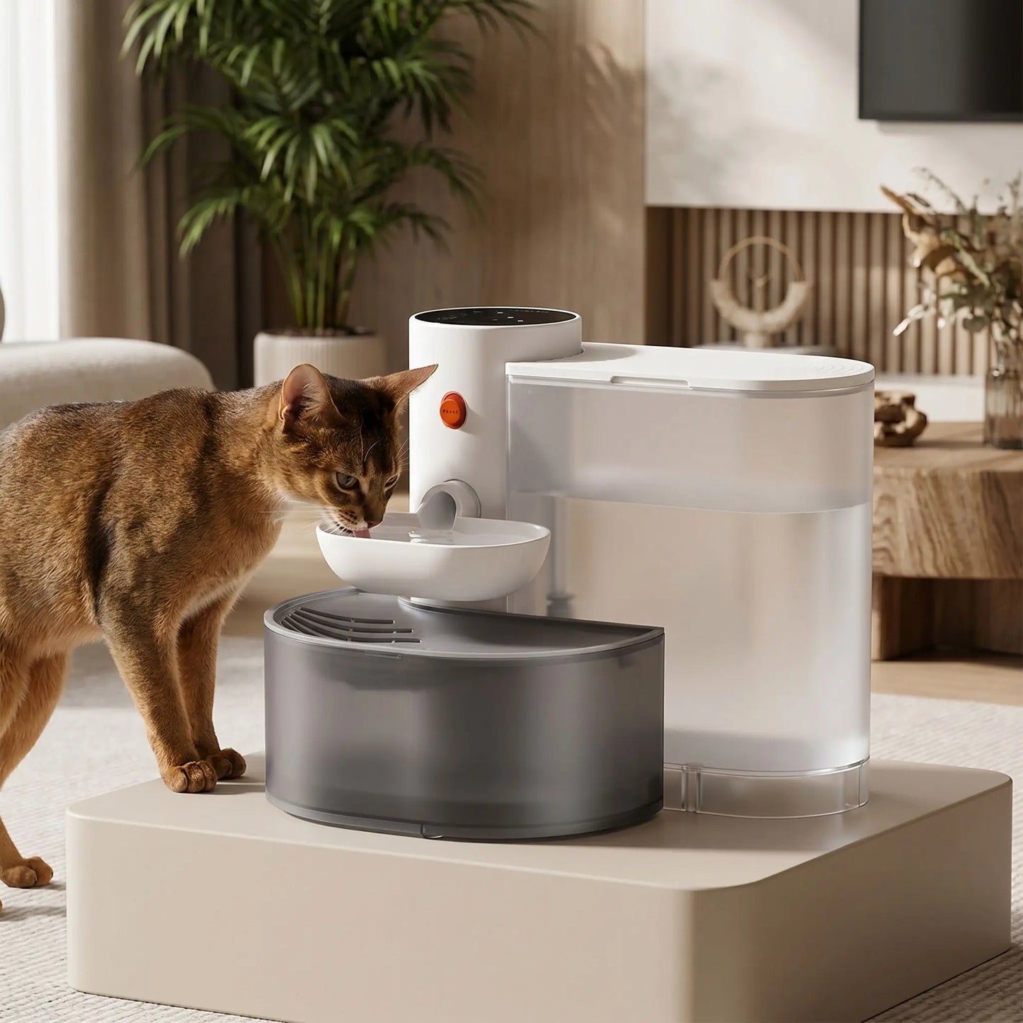chat boit dans distributeur d'eau pour chat