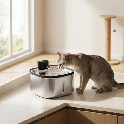 chat boit dans fontaine a eau chat sans fil