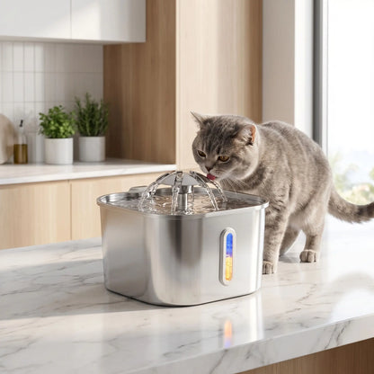 chat boit dans fontaine eau chat dans cuisine