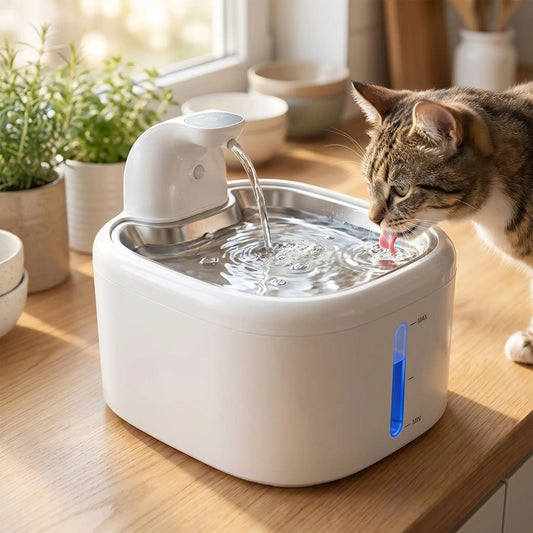 chat boit dans fontaine eau chat sans fil dans cuisine