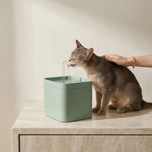 chat boit dans fontaine eau pour chat