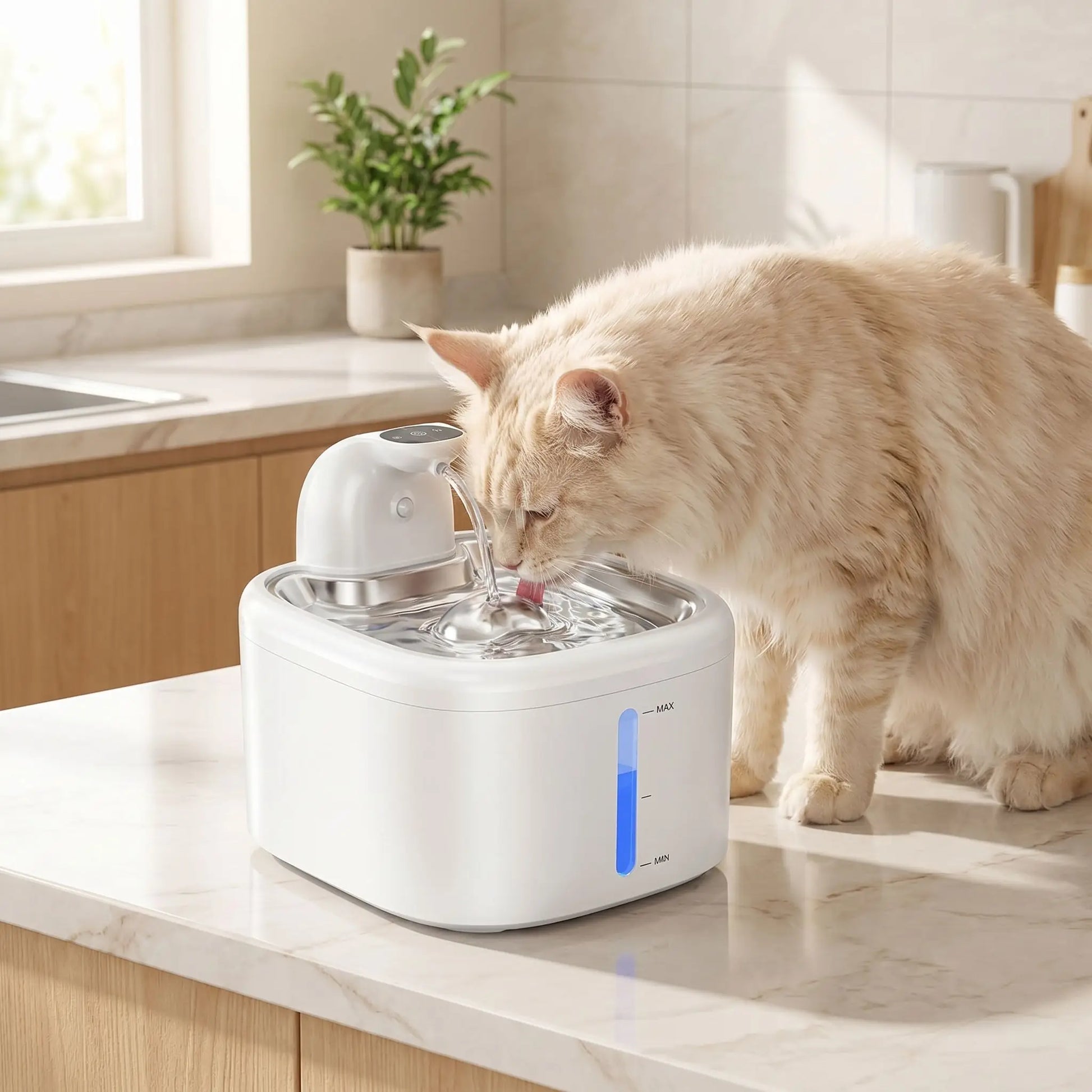chat buvant dans fontaine eau chat sans fil