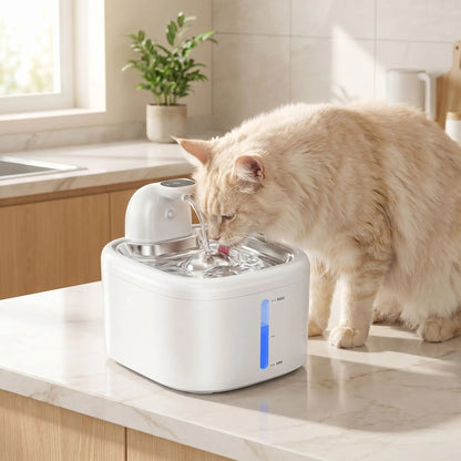 chat buvant dans fontaine eau chat sans fil