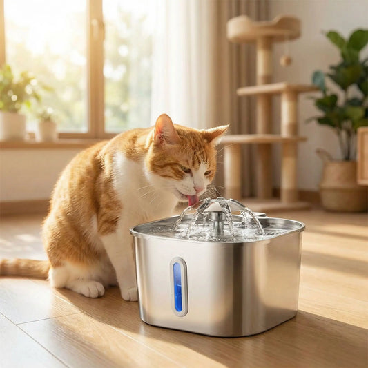 chat buvant dans fontaine eau chat