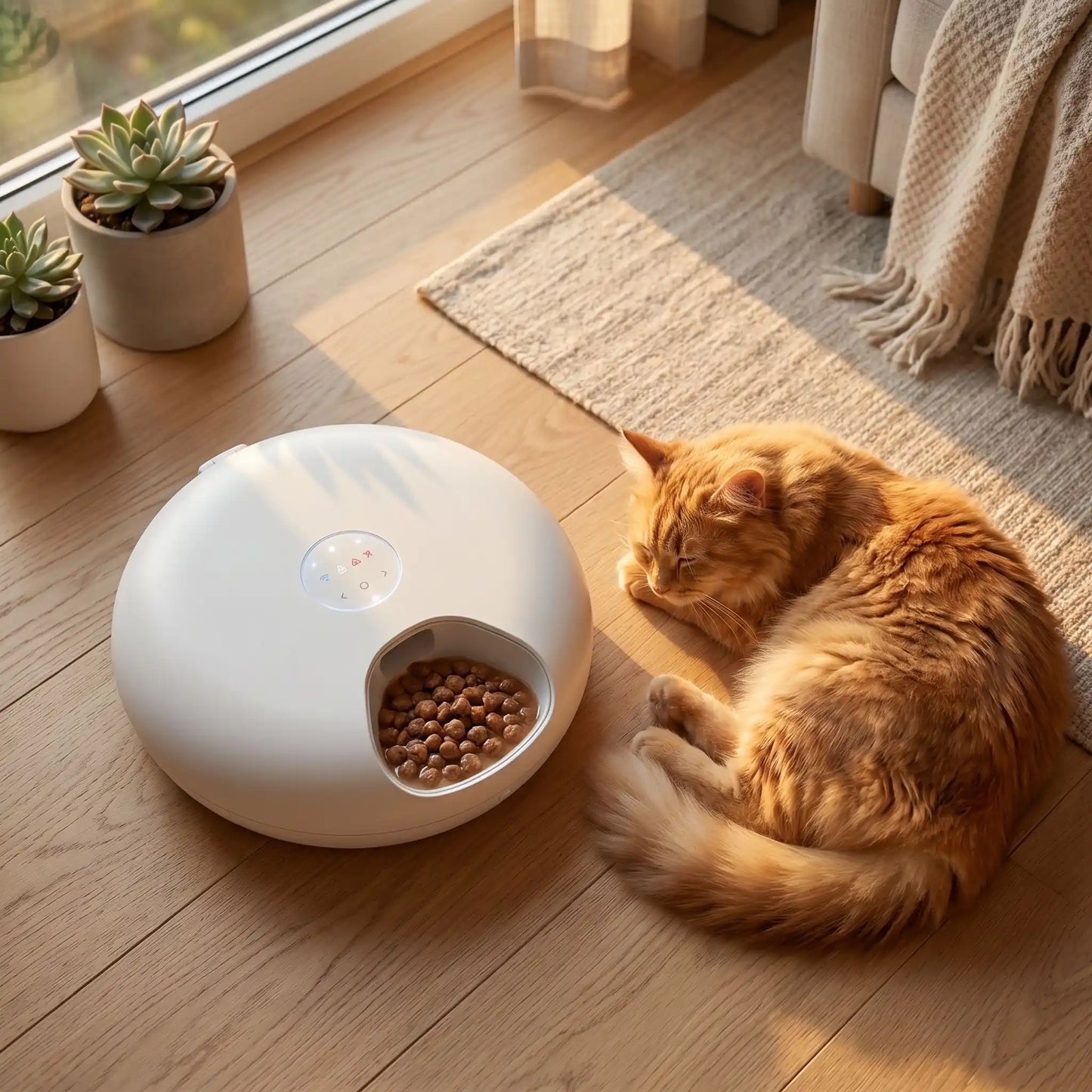 chat détendu à proximité de gamelle automatique chat