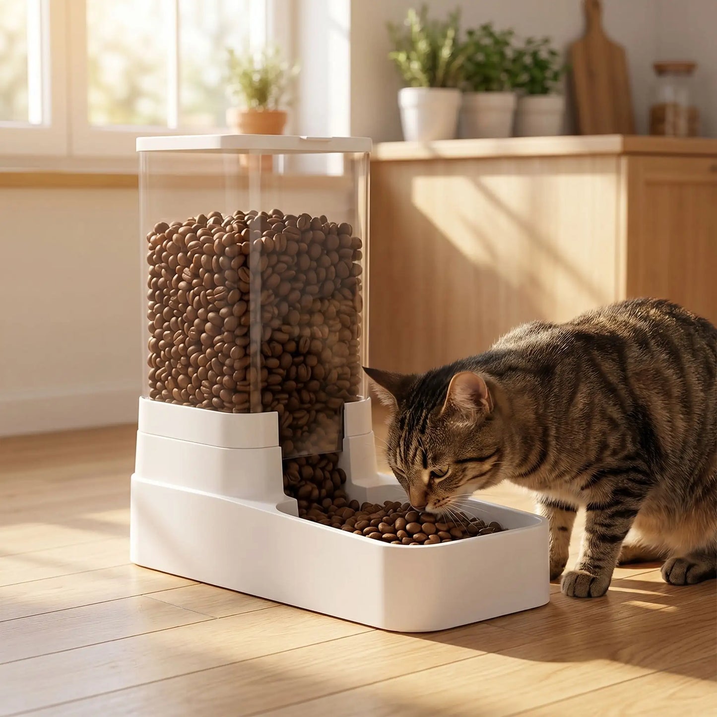 chat mange dans distributeur croquette chat