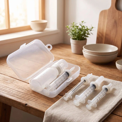 chaton biberon kit avec pipettes tétines sur table