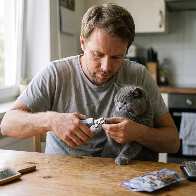 Coupe griffe pour chat bleu homme coupant griffes chat 