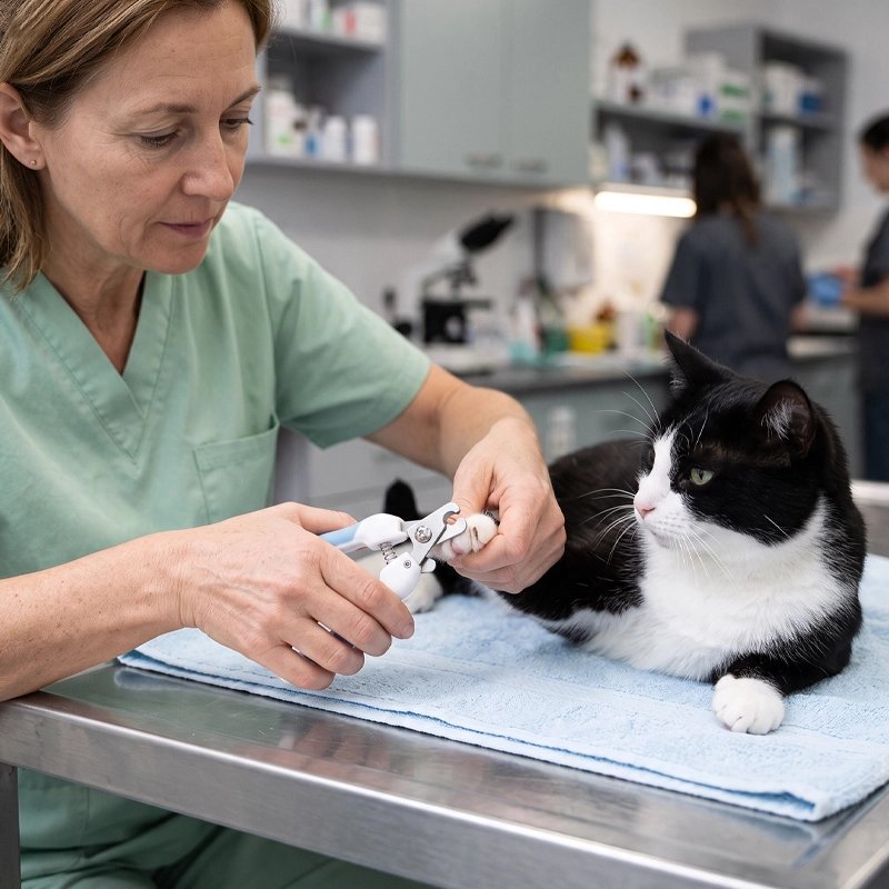 Coupe griffe pour chat utilisé par femme sur chat 