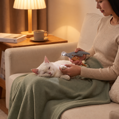 coupe-griffes pour chats LED allumée près patte chat endormi