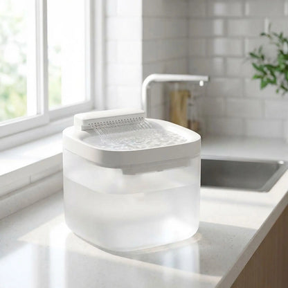 fontaine a eau chats blanche dans cuisine