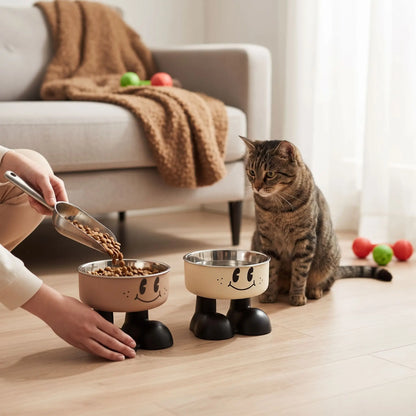 gamelle surélevée chat bol inox amovible remplissage croquettes